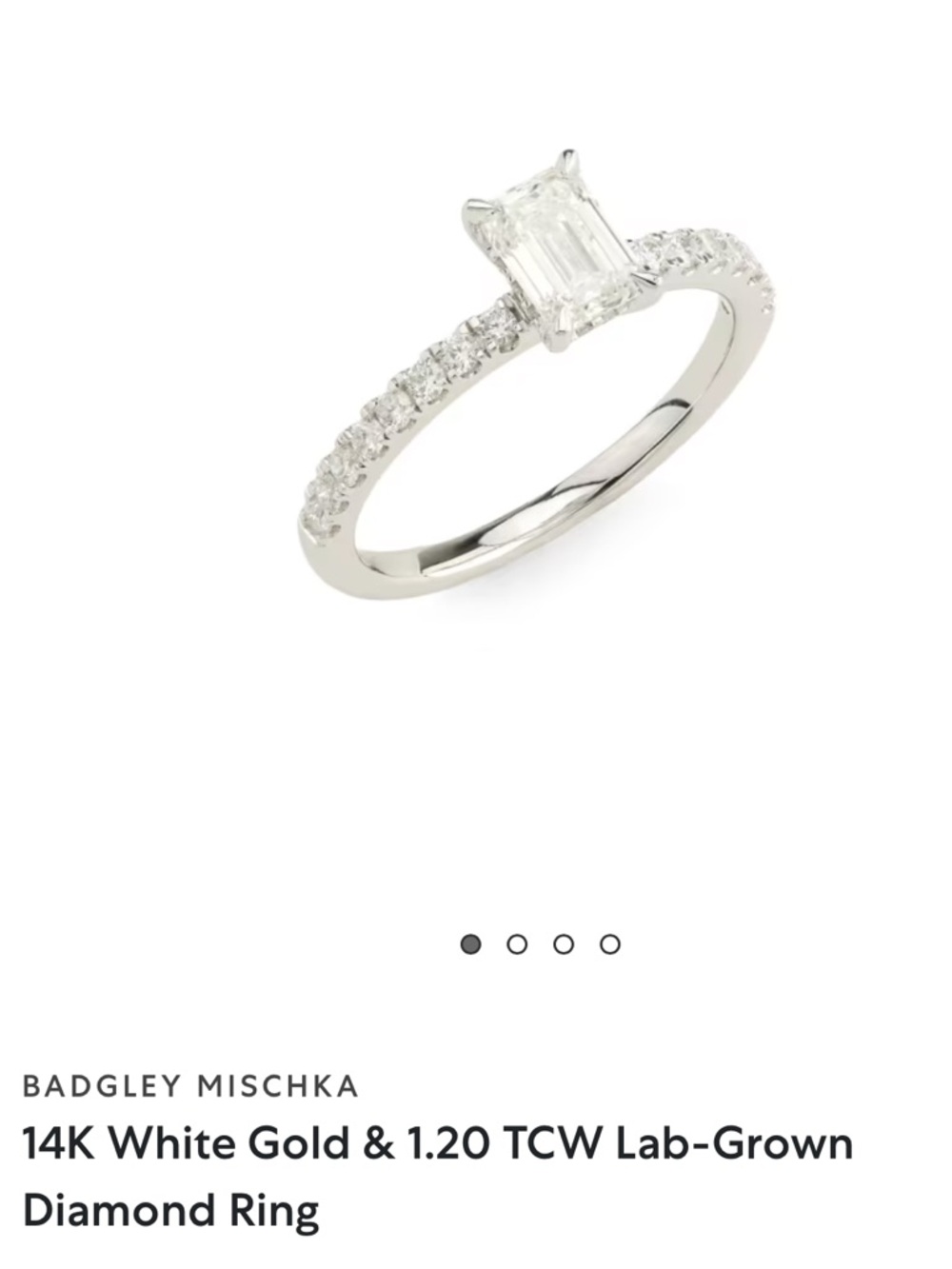 Badgley Mischka 14K White Gold Emerald-Cut Diamond Ring